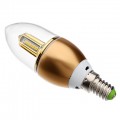 E14 4W 32x3014SMD 400-450LM 3000-3500K Warm White Light Golden Shell LED Candle Bulb (85-265V) 